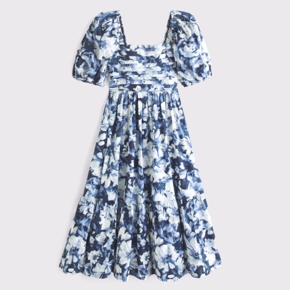 Abercrombie & Fitch Dresses & Skirts - The A&F Emerson Poplin Puff Sleeve Midi Dress